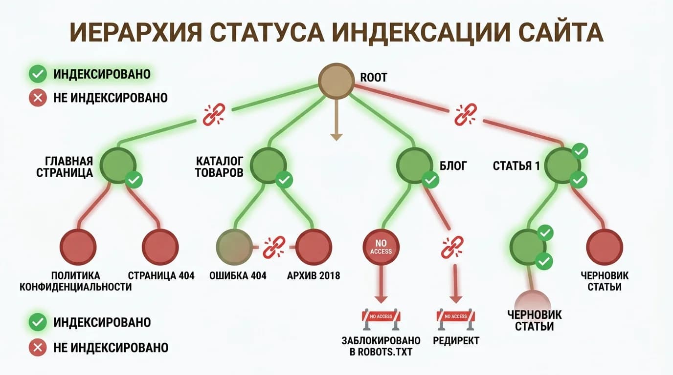 Диаграмма статуса индексации страниц сайта