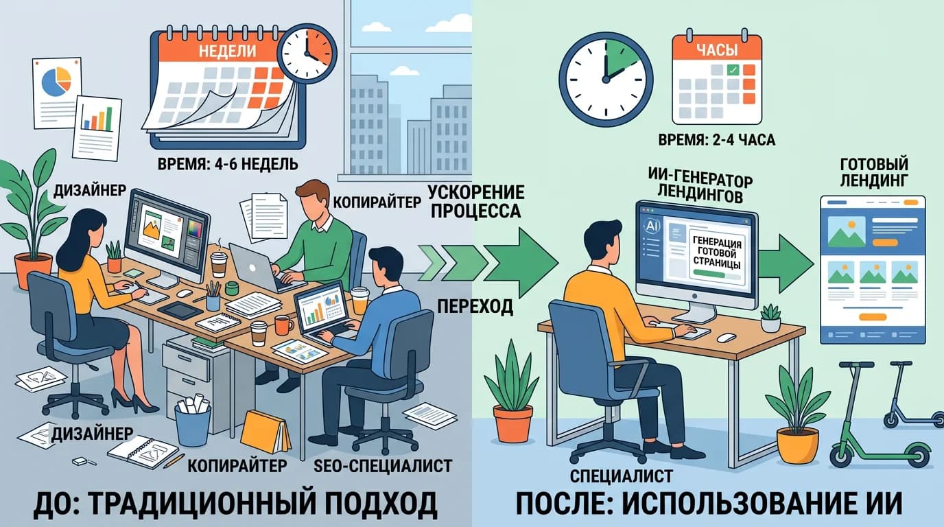 Трансформация процесса создания посадочной страницы с помощью AI