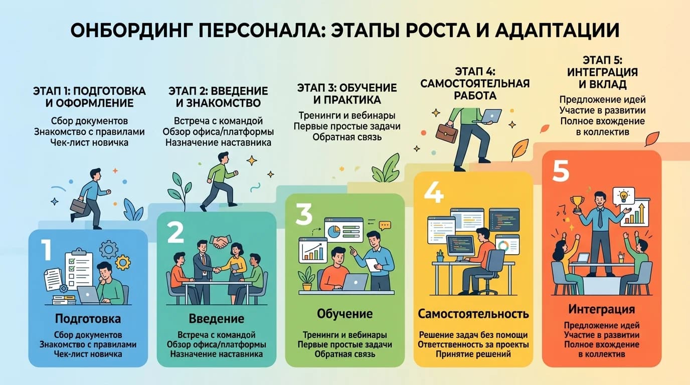 Пять этапов онбординга от подготовки к полной интеграции