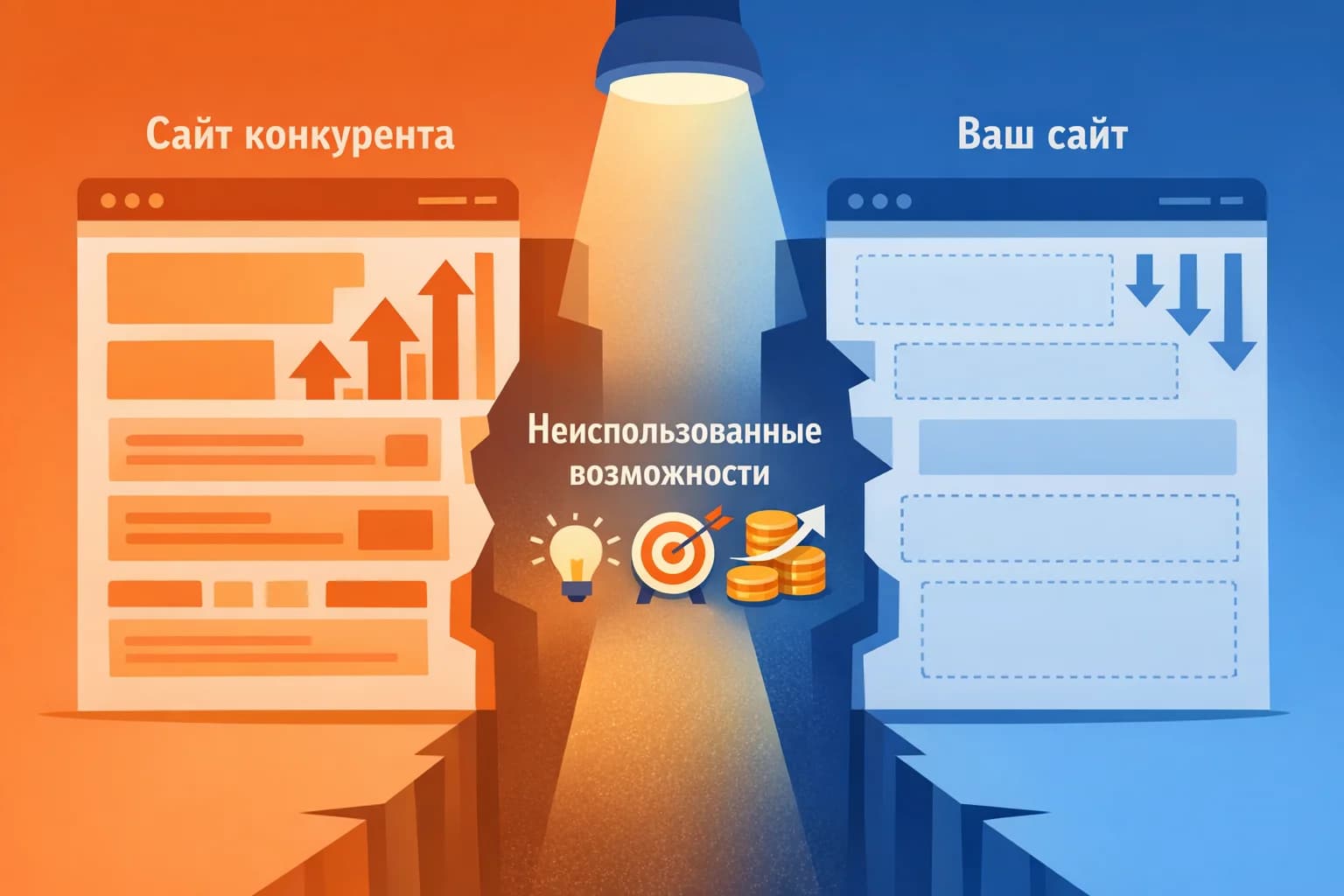Гэп анализ показывает пробелы в контенте между вашим сайтом и конкурентами