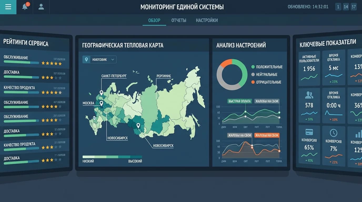 Панель управления репутацией с метриками и аналитикой