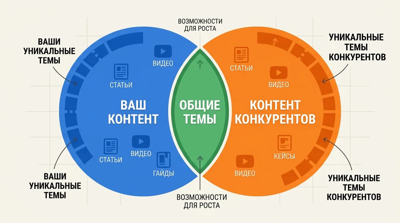 Визуализация gap-анализа: сравнение вашего контента с контентом конкурентов