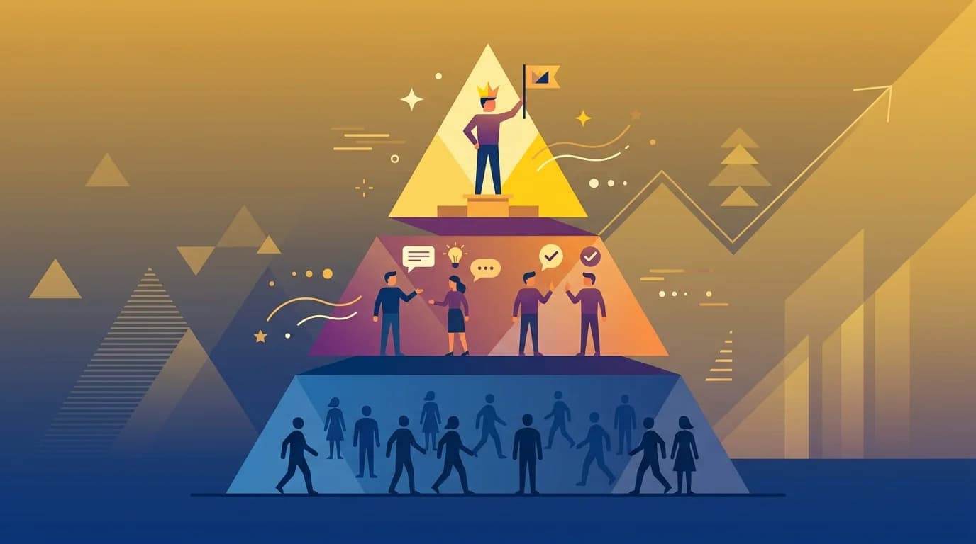 Трёхуровневая пирамида узнаваемости бренда: общая осведомленность, подсказанная узнаваемость и спонтанная узнаваемость