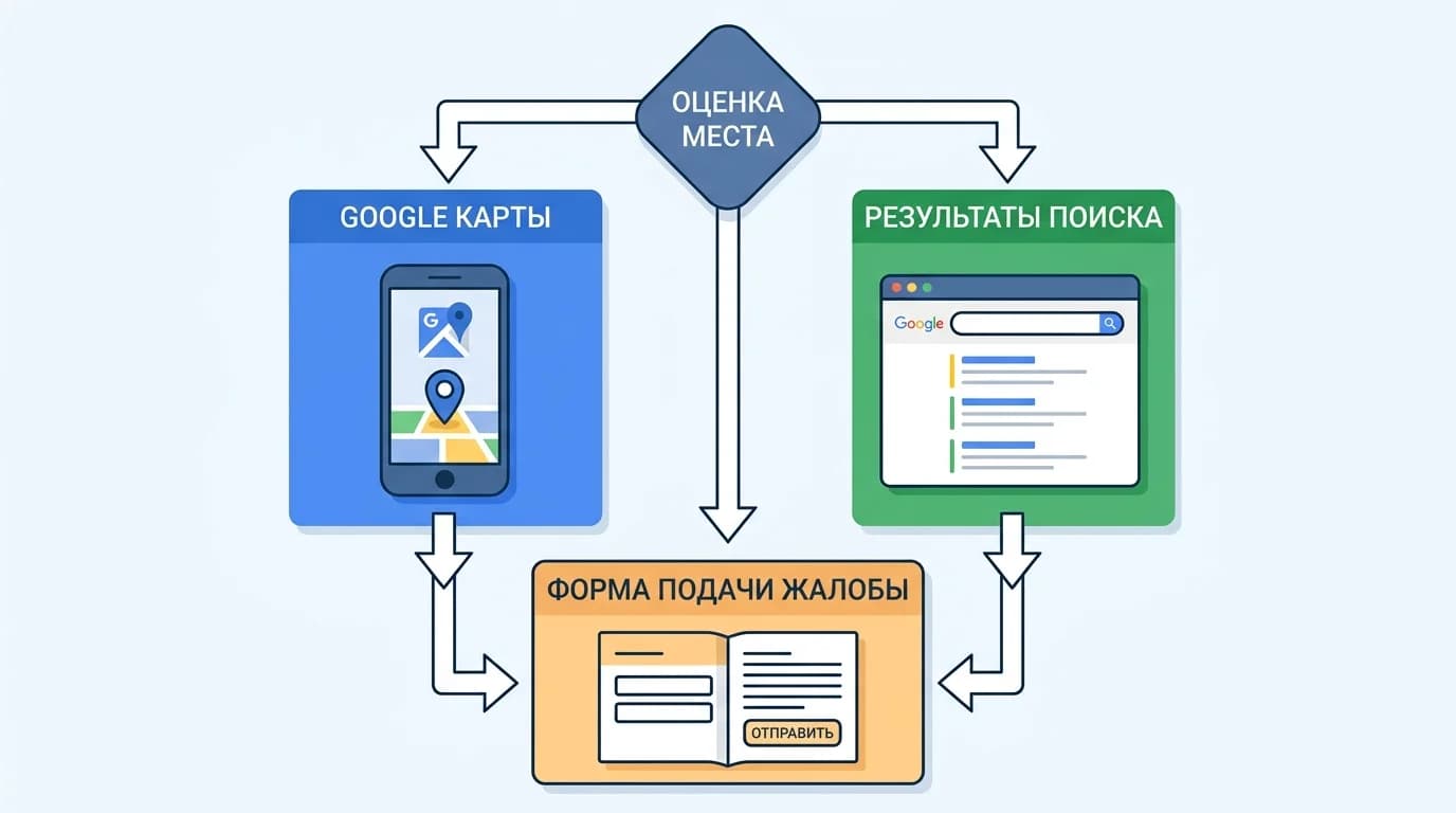 Два способа подачи жалобы на отзыв в Google