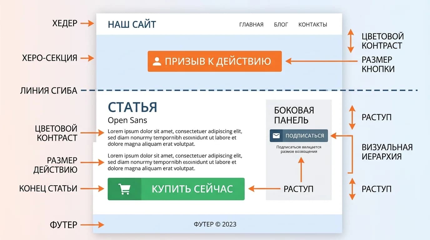 Оптимальные позиции для размещения CTA на странице