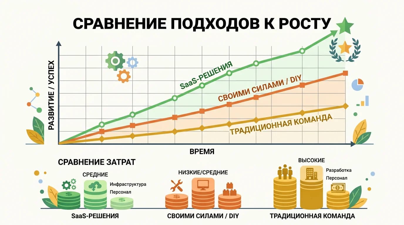 График сравнения ROI различных подходов к внедрению контент-завода