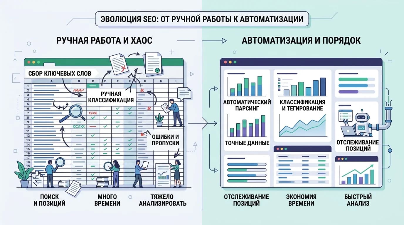 Сравнение ручного сбора семантики и автоматизированного парсинга