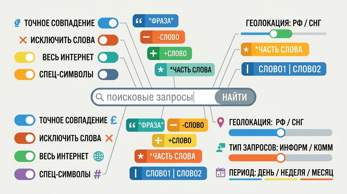 Визуальная метафора операторов поиска для точной фильтрации запросов