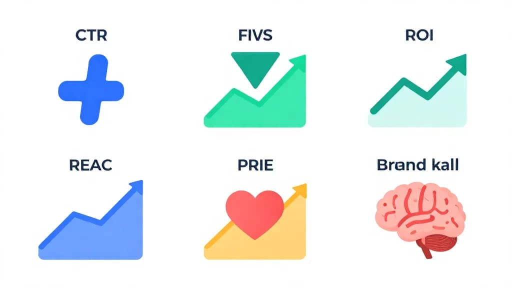 Ключевые метрики эффективности рекламных креативов: CTR, конверсия, ROI, охват, вовлеченность, Brand Recall