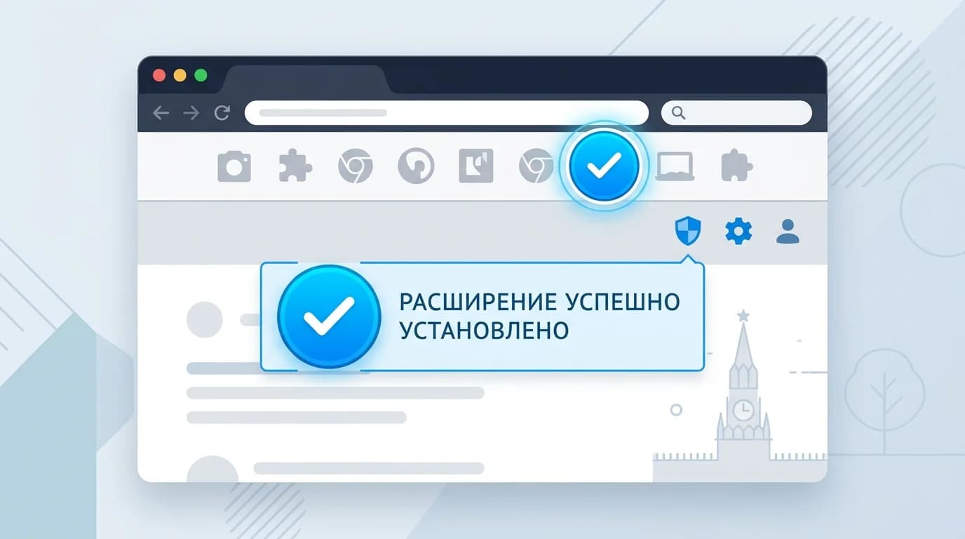 Иллюстрация успешной установки расширения Wordstat Assistant в браузер