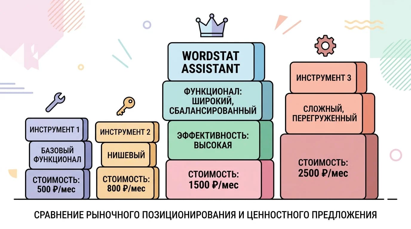 Сравнение Wordstat Assistant с конкурентными расширениями по функциональности и цене