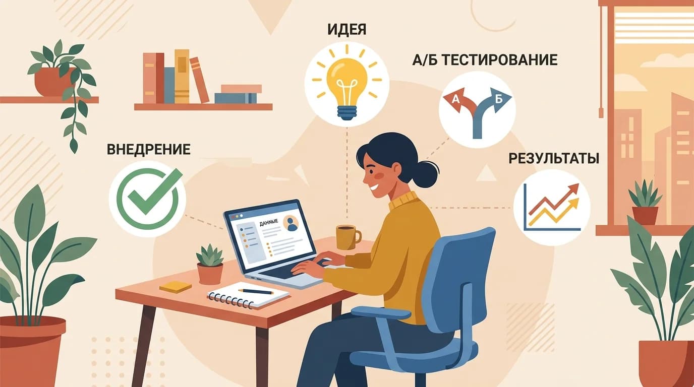 Иллюстрация процесса сплит-тестирования от идеи к результатам