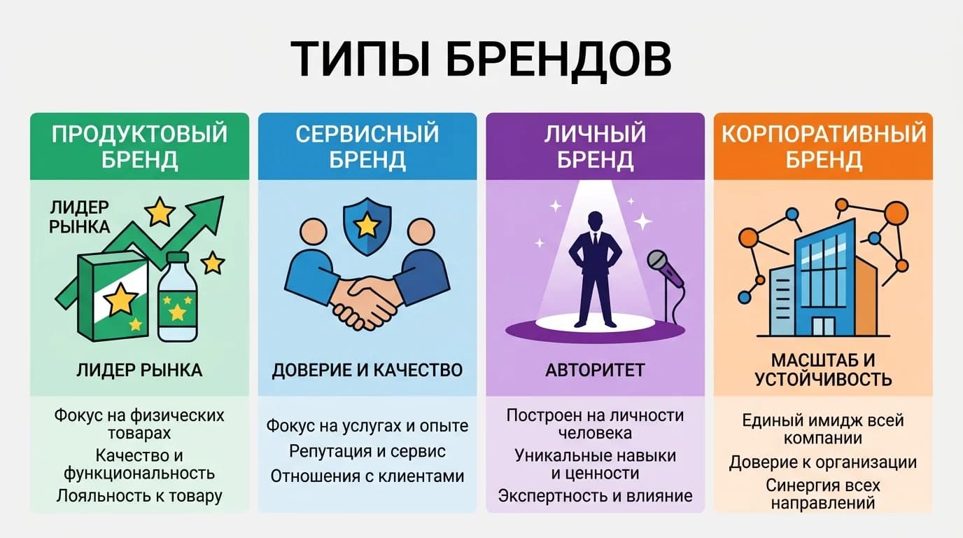 Классификация видов брендов по типам бизнеса