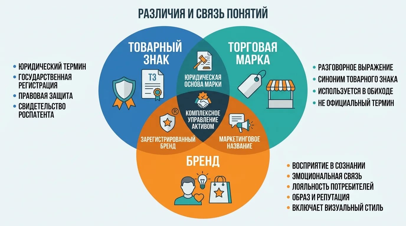 Различие между брендом, товарным знаком и торговой маркой