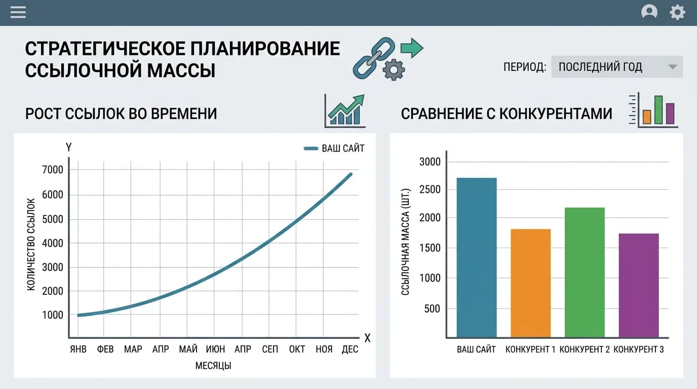 График планомерного роста ссылочной массы и сравнение с конкурентами