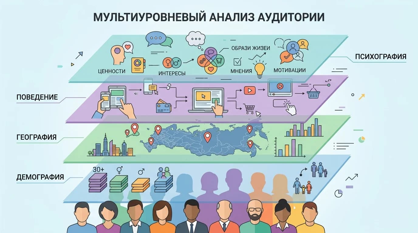 Многоуровневое представление целевой аудитории: демография, география, поведение и психографика