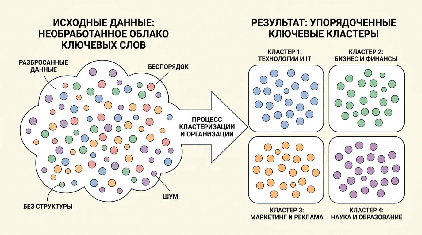 Визуализация процесса кластеризации ключевых слов