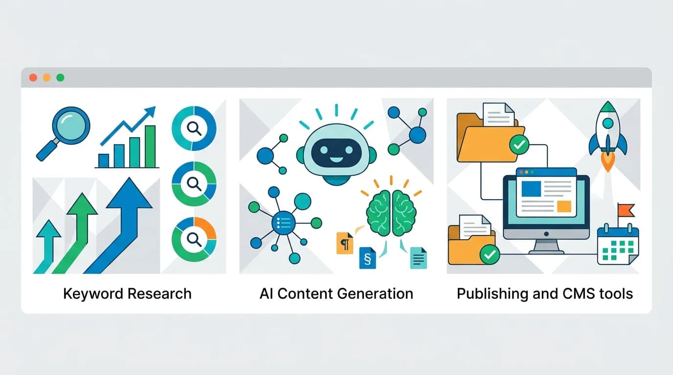 Три типа инструментов для автоматизации рабочего процесса: сбор семантики, создание контента и публикация