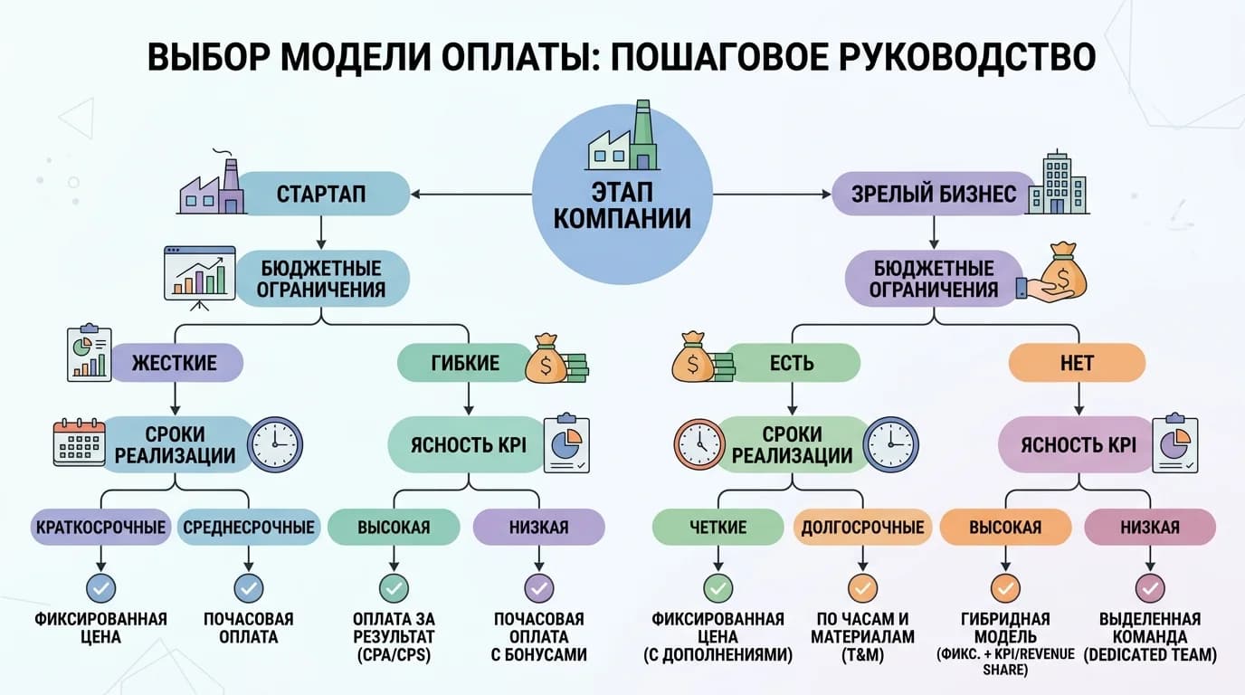 Дерево решений для выбора оптимальной модели оплаты за SEO-продвижение