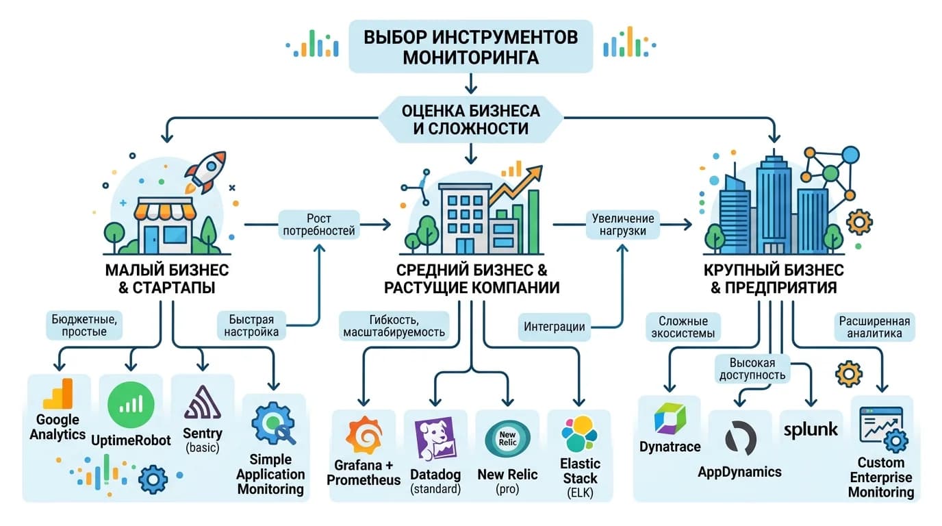 Выбор инструмента мониторинга в зависимости от размера бизнеса