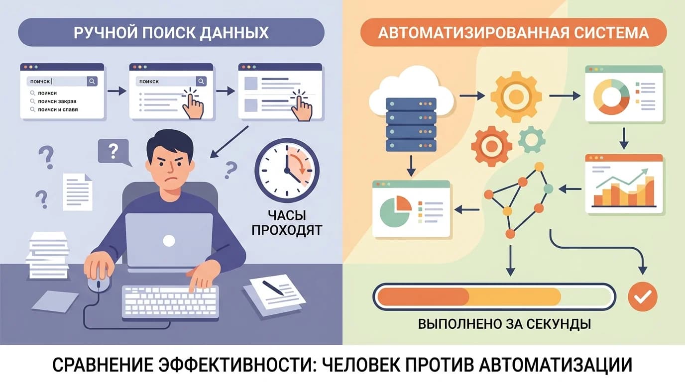 Сравнение ручного сбора и автоматического парсинга подсказок