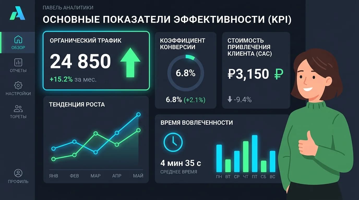 Дашборд с ключевыми метриками эффективности стратегии продвижения